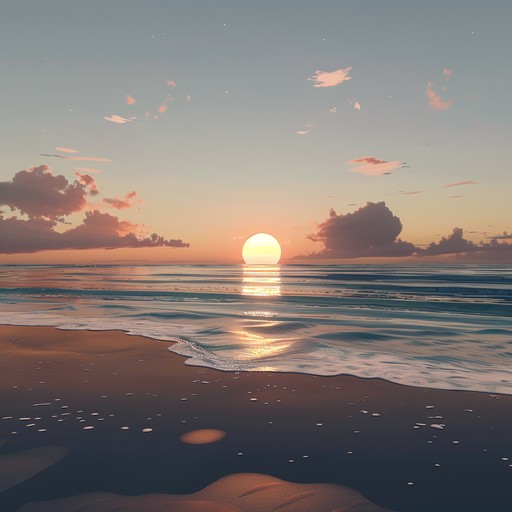 A soothing dancepop instrumental track combining light, airy synth melodies with soft, rhythmic beats, evoking the feeling of a serene summer evening at the beach. The song's gentle, flowing structure is enhanced by occasional ambient waves and distant seagulls, immersing the listener in a tranquil seascape.