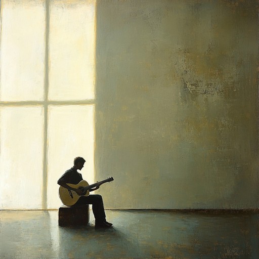 An ethereal ambiance with an acoustic guitar narrating a tale of twilight melancholy, where each note reverberates with introspection and serene reflection.