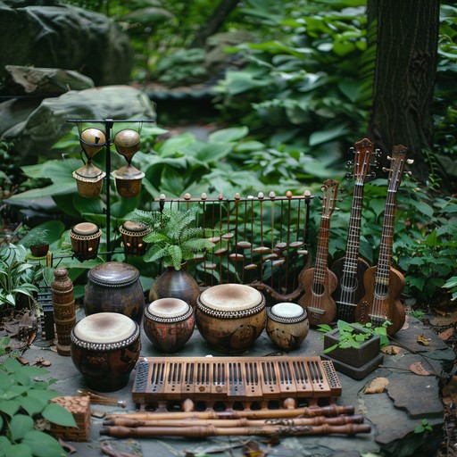 A collection of peaceful melodies using global traditional instruments, merging seamlessly to form a calm and relaxing musical piece, ideal for unwinding and meditative moments.