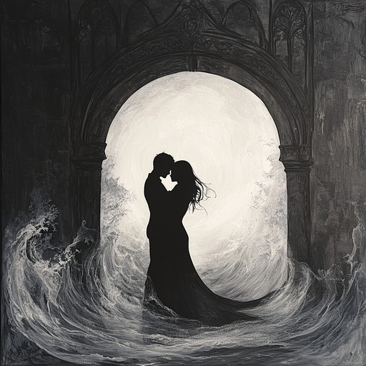 An instrumental romantic metal composition that weaves powerful guitar riffs with melodic passages, evoking the passionate embrace of lovers under the midnight sky. The piece combines heavy metal intensity with tender romantic melodies, creating a contrasting yet harmonious soundscape that captures the duality of love and darkness.