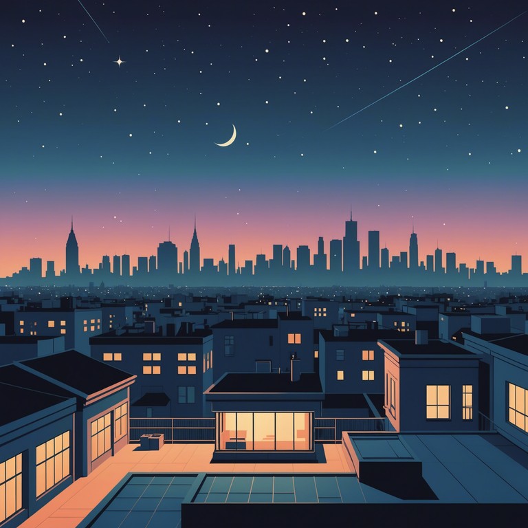 Visualize a track that mixes pulsing dance rhythms with elements of solitude and peace, reflecting the duality of a city at night. Kick drums suggest the heartbeat of the city as delicate synths paint the vast, starry sky above.