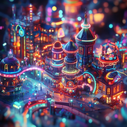 A dynamic and whimsical electronic instrumental adventure, integrating playful toy sounds with upbeat rhythms. The piece captures the excitement of childhood dreams and imaginative journeys through a colorful, toy filled landscape.