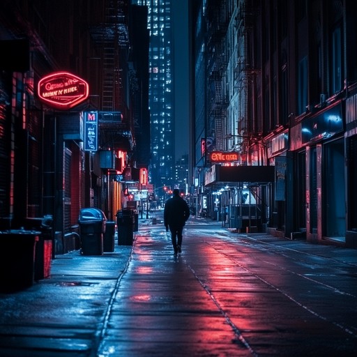 This instrumental track captures the feeling of wandering alone through neon lit streets, evoking introspection and serene contemplation amidst the urban landscape.