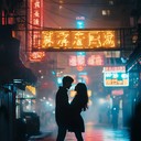a tender melody capturing love's bloom in urban nightscape.