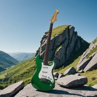 powerful guitar in tranquil soundscapes