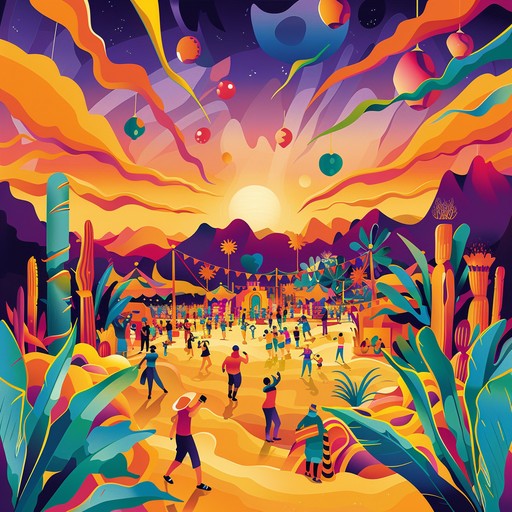 Capture the vibrant and dynamic celebration of a middle eastern desert festival, filled with traditional rhythms, melodies, and festive energy. The track should evoke the lively spirit of communal gatherings, dancing, and colorful festivities under the vast sky. Utilize the rich sound of the oud to bring authenticity to the composition.