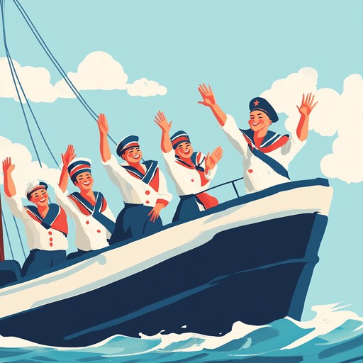 A cheerful instrumental piece that captures the spirit of russian navy sailors embarking on a joyful voyage across the baltic sea, featuring lively melodies that evoke the feeling of camaraderie and the vastness of the open ocean.