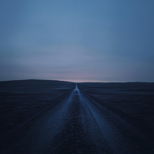 An instrumental piece that invokes the feeling of wandering alone through vast, empty plains under a twilight sky, with a haunting slide guitar melody accompanied by distant harmonica, creating an atmosphere of mystery and solitude.