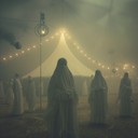 dramatic and eerie circus theme with ghostly influences.