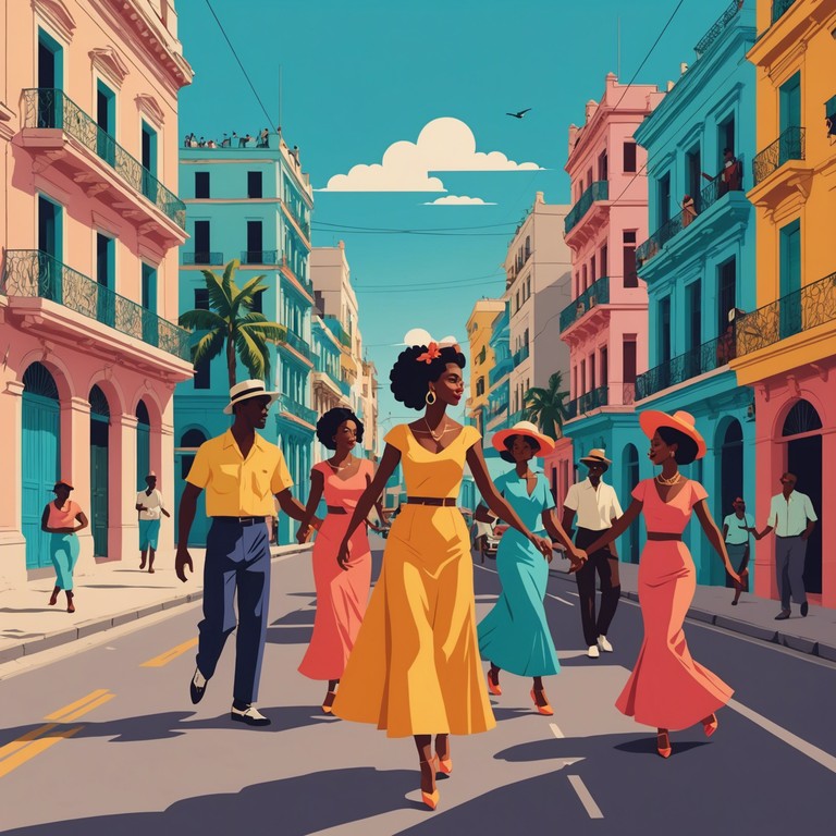 This track combines the traditional cuban mambo with contemporary electronic elements, creating a vibrant, dance oriented piece that resonates with both nostalgia and modernity. It features intricate brass sections layered over a driving beat, sure to evoke a lively street dance scene in havana.