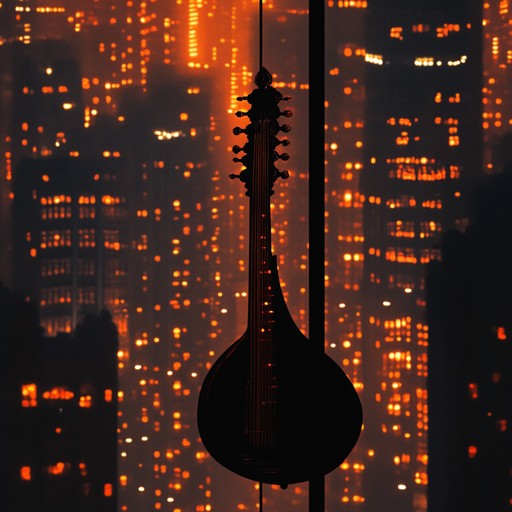 A captivating instrumental track that fuses urban rock energy with intricate indian raga melodies, blending electric guitar and sitar to create a hypnotic soundscape reflecting vibrant city life.