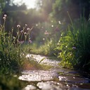 a relaxed walk evoking a serene morning scene