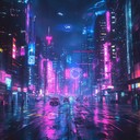 throbbing beat driving futuristic urban nighttime chase scene.