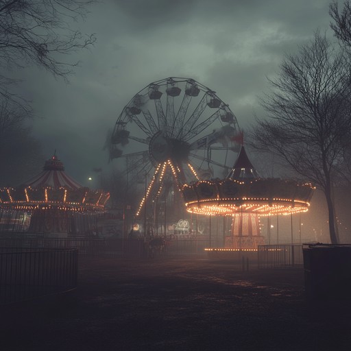 Experience the eerie atmosphere of a haunted carnival, where unsettling organ riffs and disturbing percussive elements echo through the night. This menacing song transports listeners into a nightmarish fairground, building tension with each twisted note and sinister sound.