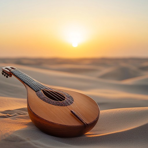 An ambient instrumental that combines middle eastern folk melodies, creating a serene atmosphere reminiscent of a calm desert sunrise.