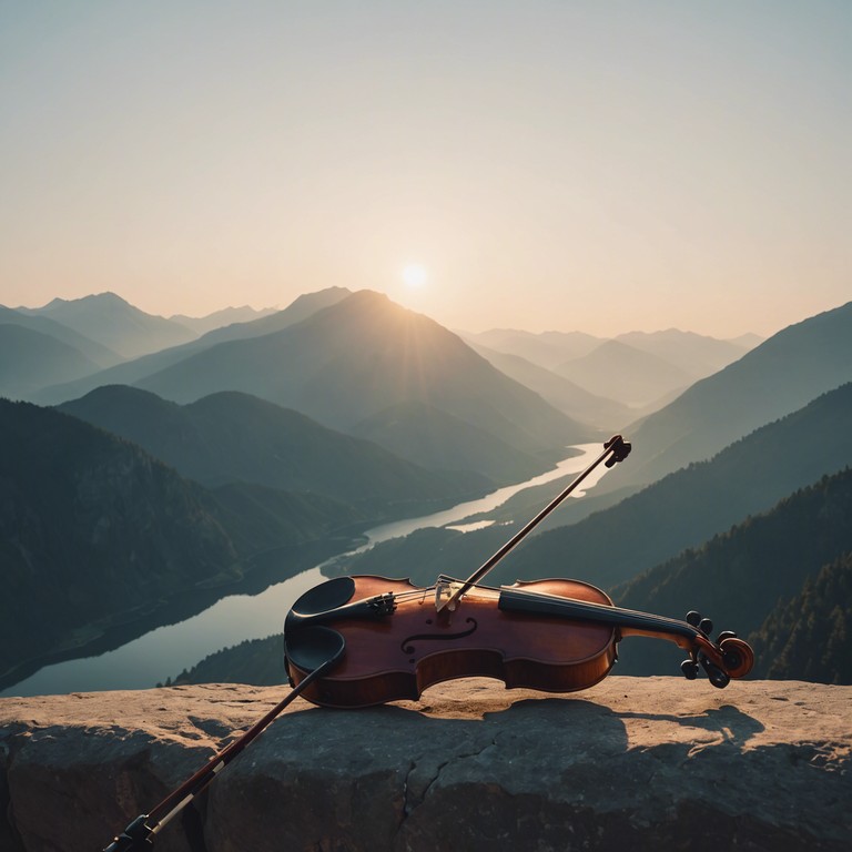 An enthusiastic and energetic orchestral work with a focus on violins playing in a vigorous baroque style, crafted to evoke the fresh and promising mood of an early morning.