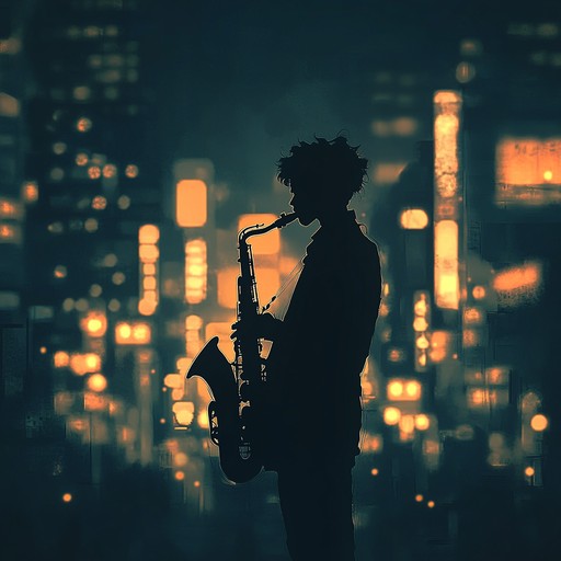 An instrumental track blending smooth jazz elements with urban rhythms, creating a mellow groove that reflects the energy and ambience of a city at night