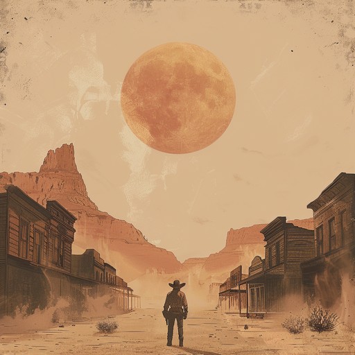 Picture a scorching, deserted town under the relentless sun. A lone cowboy faces off against unseen dangers in a tense, minimalist composition where traditional country roots meet thriller elements. The music combines haunting steel guitar riffs with sparse percussion, creating a gripping atmosphere.