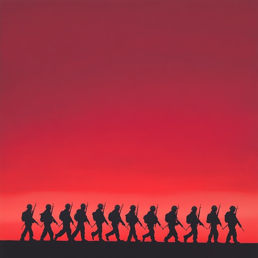 This military themed instrumental track captures an ambiance of brooding intensity. Envision soldiers solemnly marching into an uncertain future, underscored by haunting snare drum patterns and relentless brass motifs. Each measure adds to the escalating sense of drama, creating a soundtrack fit for epic, dramatic storytelling.