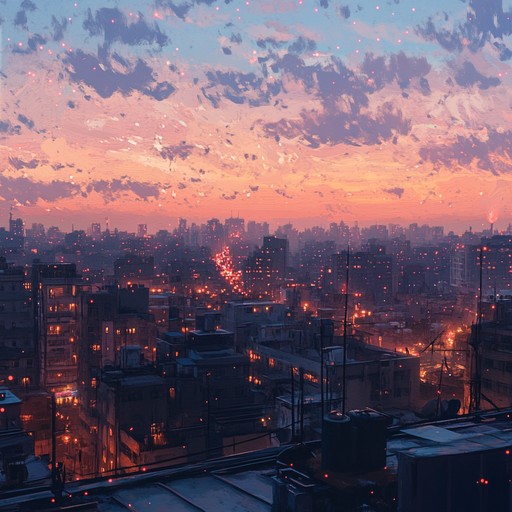 Imagine the city transitioning from the hustle and bustle of day to the tranquil vibes of night. This instrumental trip hop piece combines mellow beats, ambient city sounds, and soft keys to evoke a reflective and calming urban evening.