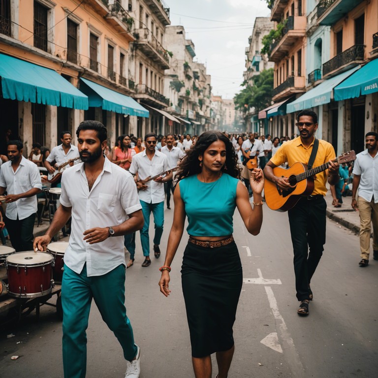 Exploring the seamless blend of latin american salsa dancing grooves with the melodic complexity of indian raga, this track serves as a celebration of global musical heritage designed to make listeners dance and feel the unity of different cultures.