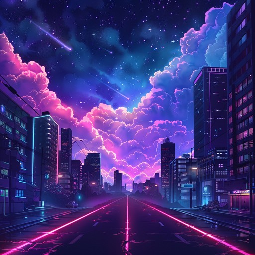 An ethereal future bass composition featuring luminous synthesizer textures and deep bass pulses. It paints a sonic picture of a neon lit city under a cosmic sky, blending immense drops with celestial melodies to captivate the listener.