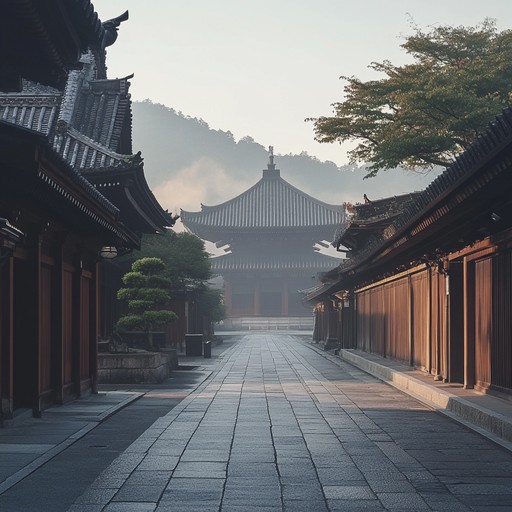 In this unique fusion piece, classical japanese strings evoke the serene, mystical fog that often cloaks kyoto in the early morning. Combining the timeless sounds of ancient japan with the subtle undercurrents of modern ambient soundscapes, this composition transports the listener to a world where tradition meets tranquility. The piece starts with a gentle, enveloping melody that slowly builds into a rich tapestry of sound, reflecting the complex interaction between nature and the historical cityscape of kyoto.