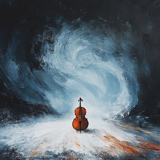 An instrumental piece capturing peace within chaos, blending stormy intensity with soothing melodies to lull listeners into serenity. Deep cello tones evoke thunder while gentle harp and wind chimes offer calming elements, balancing intensity and tranquility.