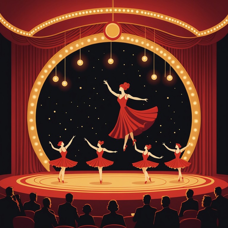 A vibrant and emotive piece that captures the essence of a cabaret show enhanced with a euphoric atmosphere. The composition paints a scene of dazzling lights and raw emotions, with a melodious undercurrent that brings the spirit of celebration and introspection.