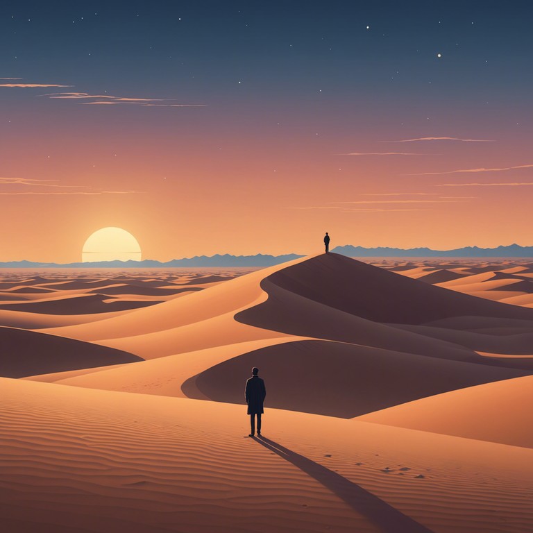 This track weaves a complex tapestry with the violin leading a full orchestral backdrop, punctuated by ethnic instruments, portraying the grandeur and age old secrets carried by the winds across the desert sands.