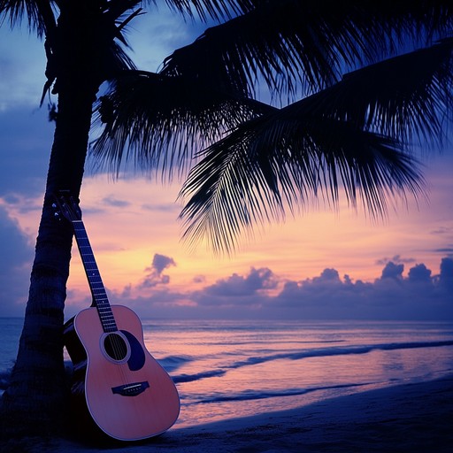 An easy listening instrumental that paints a sonic picture of a peaceful shoreline at dusk, using mellow acoustic guitar to induce relaxation and calmness.