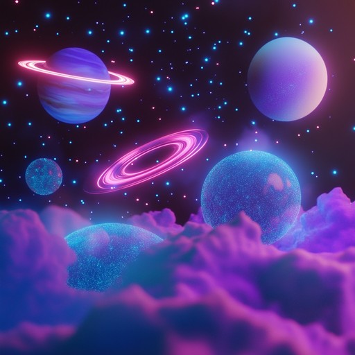 An instrumental track that combines energetic dance pop beats with otherworldly synth melodies and cosmic sound effects, creating an immersive journey through the stars.