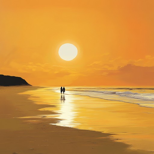 Feel the warm sand under your feet as the setting sun casts its golden glow on a love struck couple, the gentle waves providing a soothing rhythm while a melodious steel drum serenades their romantic evening.
