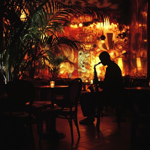 An instrumental blending torch lounge vibes with exotic scales, featuring smooth saxophone melodies over lush ambient textures to create a mysterious and intimate atmosphere.