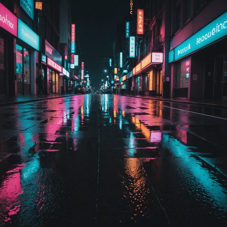 This track juxtaposes the energetic pulse of neon lit cityscapes with the mystery of the after hours through its unique synth patterns and echoed beats, creating a soundscape that feels both energetic and slightly haunting. The use of a vintage synthesizer brings a nostalgic yet futuristic element to the composition, embarking the listener on a nocturnal journey through a cyberpunk city.