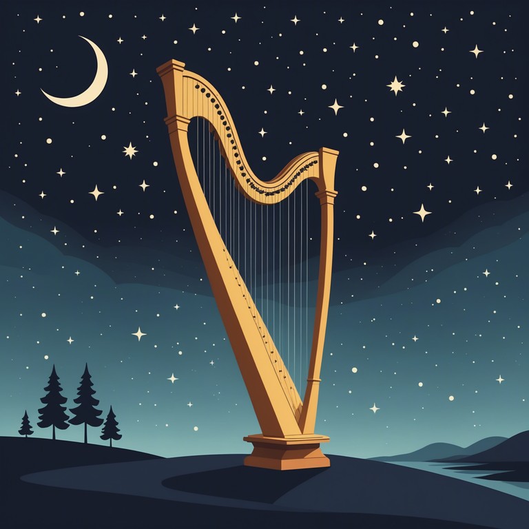 This composition harnesses the gentle plucking of a harp to create a tranquil soundscape that encourages deep sleep and pleasant dreams. It's designed to transport the listener to a serene, starlit night where worries melt away and sleep comes naturally.