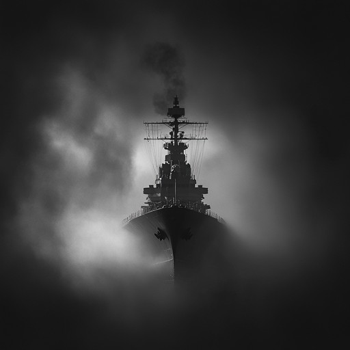 A powerful orchestral composition portraying the stealthy movements of a formidable fleet at night, with layers of intense harmonies and commanding rhythms