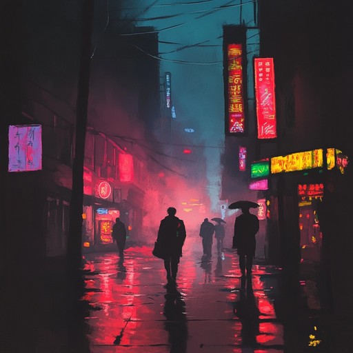 An instrumental track that combines sophisticated darkwave elements with haunting synthesizers, deep atmospheric layers, and melancholic melodies, evoking a sense of introspection and nocturnal wanderings in a neon lit urban landscape