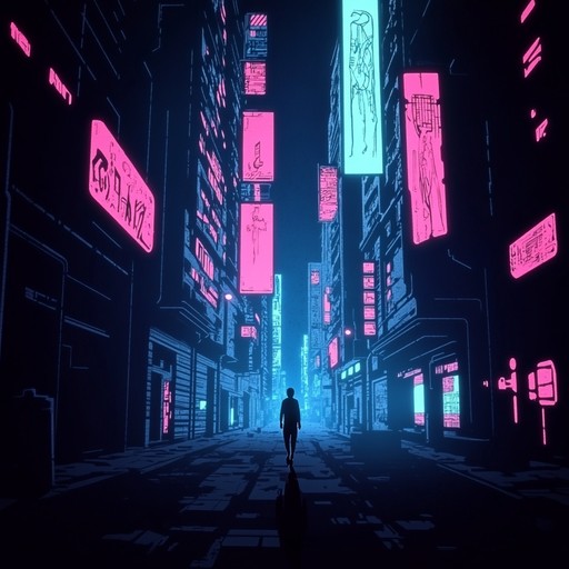 An instrumental track blending soulful melodies with futuristic cyberpunk elements, evoking a nocturnal walk through a neon lit metropolis. Smooth electric piano harmonies meet edgy synth textures, creating an atmosphere that's both nostalgic and forward thinking.