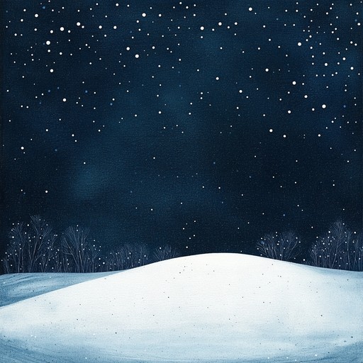 Picture a tranquil winter scene where delicate snowflakes fall, illuminated by shimmering starlight. The air is filled with gentle harmonies, evoking a sense of calm and wonder perfect for the holiday season.