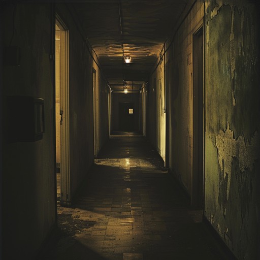 This composition explores the haunting ambiance of dark hallways, filled with subtle echoes and whispers. It uses reflective dark ambient textures to craft an introspective and eerie journey, evoking solitude and mystery.