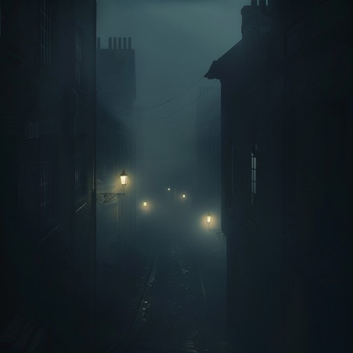 An evocative nightscape where shadowed streets pulse with haunting rhythms, perfect for tense and suspenseful moments.