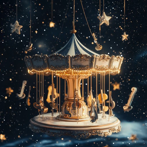 An energetic instrumental rock track combining quirky cosmic sounds with the lively atmosphere of a carnival, creating a whimsical musical journey through space