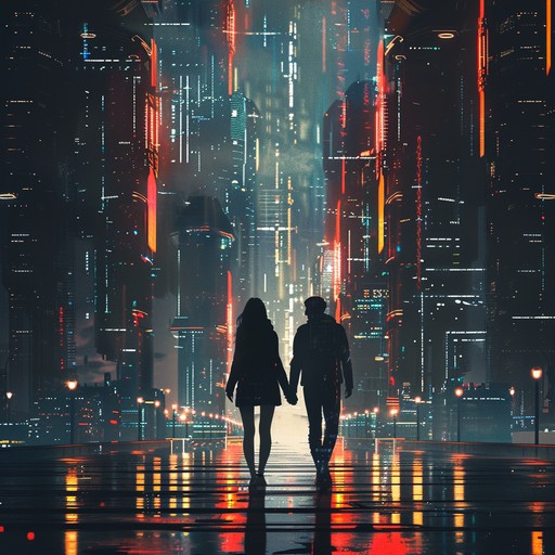 A breathtaking sonic exploration of love in a cyber enhanced future. This track weaves intricate patterns of synths and electronic beats, embracing the listener with waves of nostalgia and hope for a tech infused romantic dreamscape.