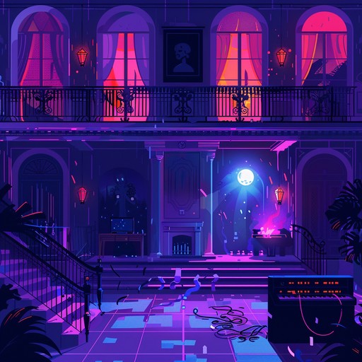 Experience the spooky funk of a haunted mansion with eerie electronic whispers and a groovy bassline, blending funk house rhythms with a chilling atmosphere to create an unforgettable eerie vibe