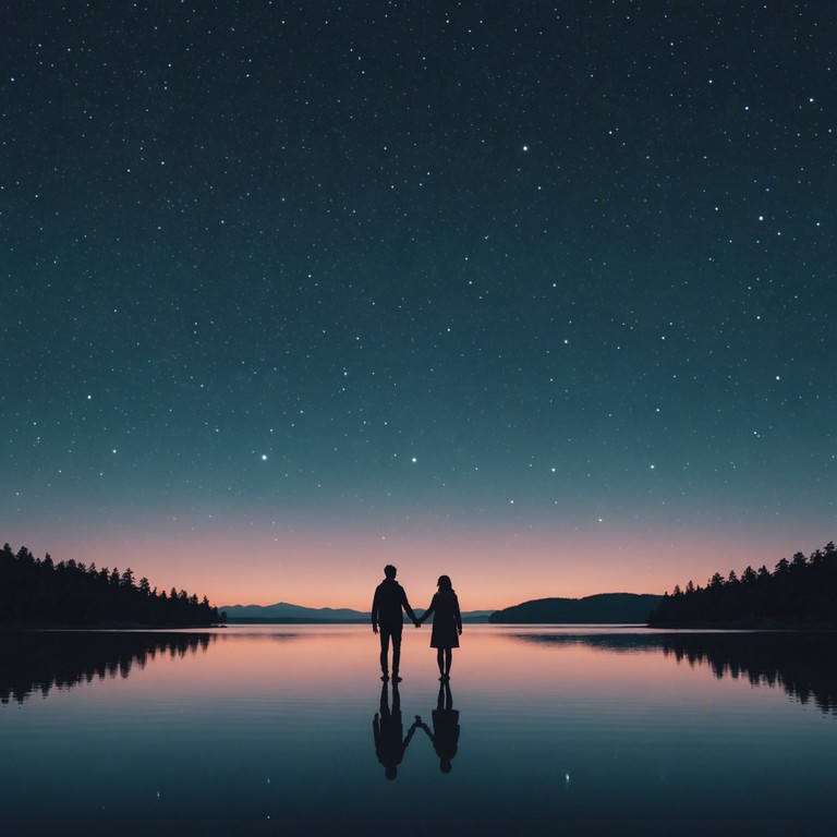 A gentle instrumental sertanejo track that features soft plucked acoustic guitar strings creating a romantic and serene atmosphere under a starlit sky, perfect for intimate moments or reflective evening settings.