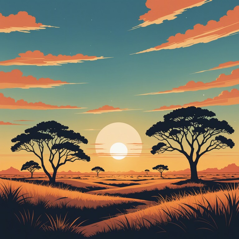 This piece combines the spirited drumbeats of traditional african music with contemporary synth patterns, creating a danceable, yet culturally rich atmosphere that resonates with the energy of the african savannah. Intricate rhythms and a playful dynamic lead the listener on an auditory journey through time and tradition.