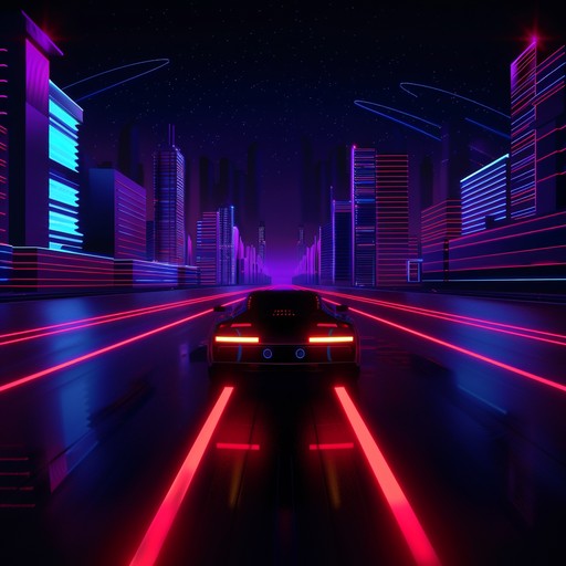 A synth-heavy instrumental track that evokes the feeling of driving through a futuristic city at night, with neon lights reflecting off the sleek surfaces of high-tech buildings and vehicles. The pulsing rhythm and atmospheric sounds create an immersive experience, transporting the listener to a world where technology and urban life intertwine.