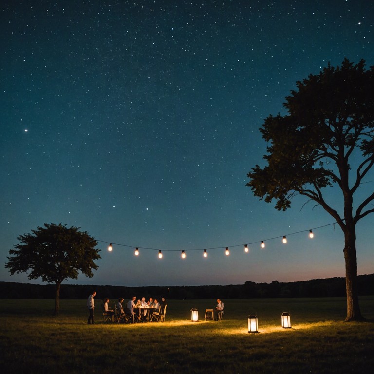 Imagine a scene of laughter and dance in a countryside setting, with families and friends coming together, joyously celebrating tradition with modern vigor. The sound of the banjo carries through the air, infusing everyone with an irresistible urge to dance and enjoy the moment.