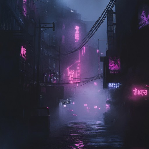 An intensely atmospheric track with dark pulsing beats, deep bass, and foreboding cold synth layers that immerse listeners into a dystopian neon lit cityscape. The soundscape builds with a sense of impending doom, creating an electrifying and menacing journey through a futuristic urban nightmare.